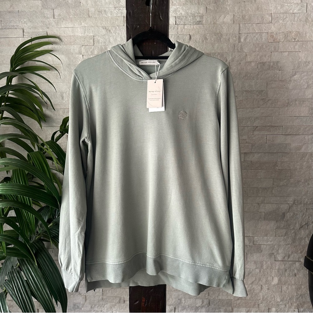 PETER MILLAR Lava Wash Sage Fog Green Hoodie Sweatshirt Size M New with Tags